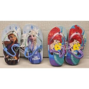 Disney‎ Girls Sandals Size 7/8 Frozen Little Mermaid 2 Pairs